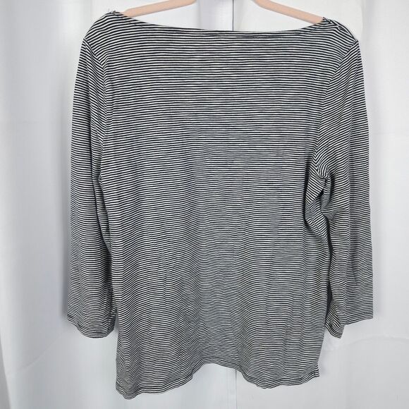 Talbots Womens Large Striped 3/4 Sleeve Boat Neck Cotton Spandex Tee T Shirt - Picture 2 of 6